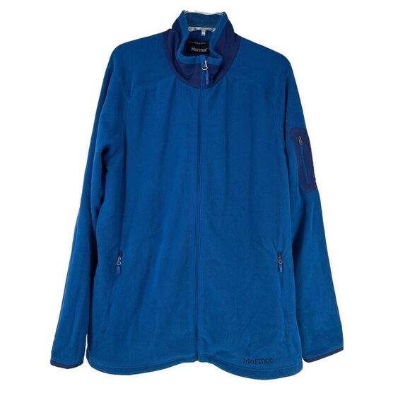 Marmot Fleece Jacket Mens Size XL Blue Full Zip Outdoor Gear Polartec Classic - Picture 1 of 8